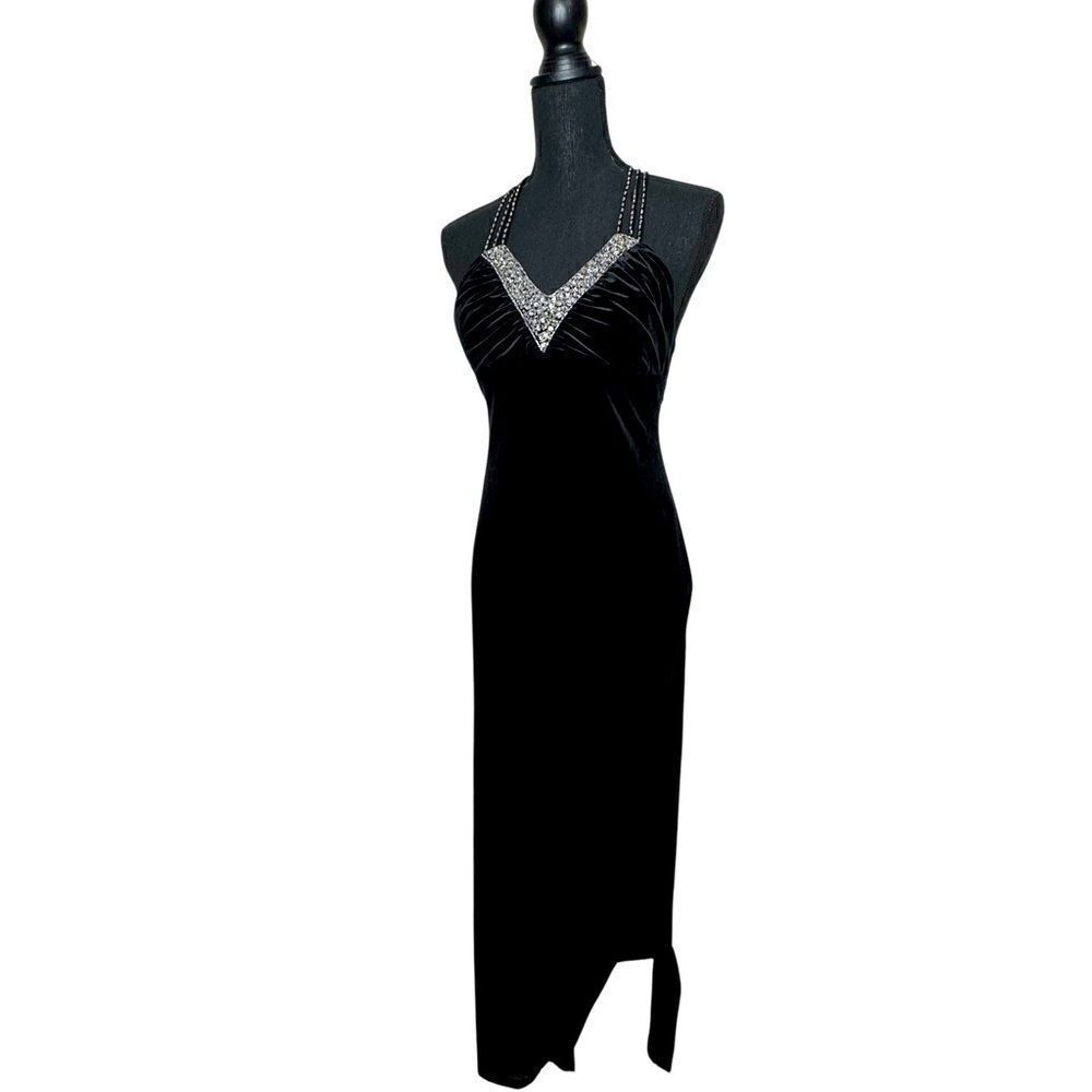 DAVE & JOHNNY by Laura Ryner Black Velvet Formal Dress Size 3/4